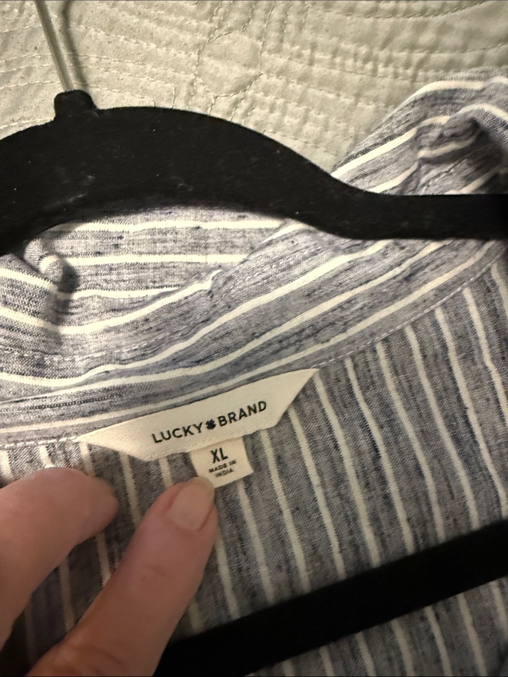 Lucky Brand Blue and White Vertical Stripe Button-Down Shirt - Picture 2 of 3